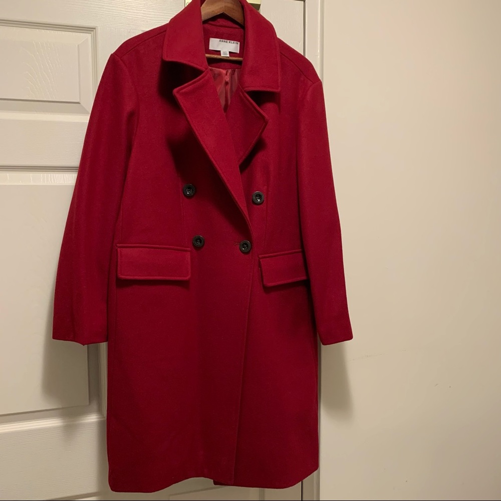 Stunning Anne Klein Wool Blend Red Coat